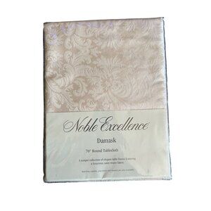 Noble Excellence Damask 70" Round Tablecloth Satin Wave Fabric elegant